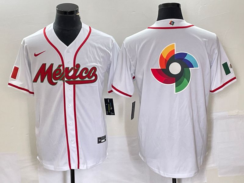 Men 2023 World Cub Mexico Blank White Nike MLB Jersey
